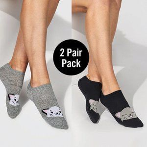 Ladies Stay In Place Fun Cat Socks - 2 Pair Pack